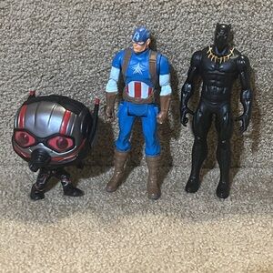 Marvel Funko Antman & 6” figure Captain America & Black Panther Avengers